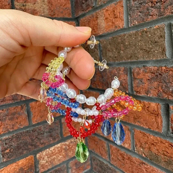 Zara Pearls & Gems Hoop Earrings - Picture 6 of 7